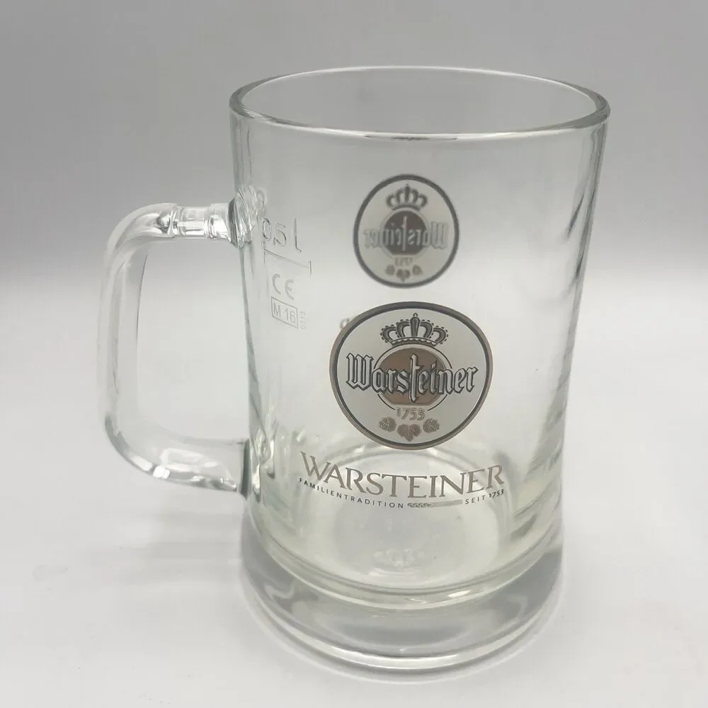 Warsteiner Brewery Germany Glass Beer Stein Mug Tankard Embossed .5L